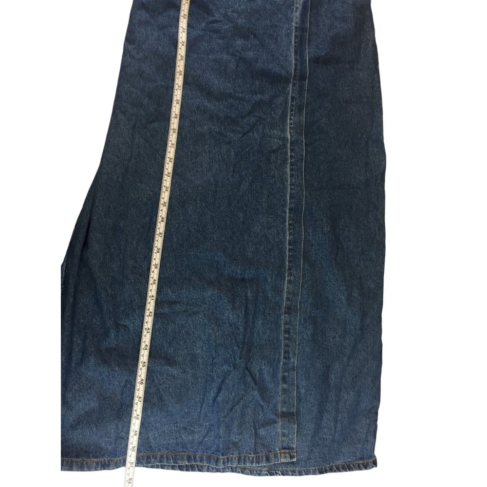 Jane Ashley Jumper Dress Womens L Blue‎ Denim Vintage Maxi Embroidered Floral - Picture 8 of 9